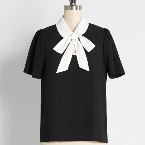 Modcloth Tops - Positive first impressions tie-neck blouse